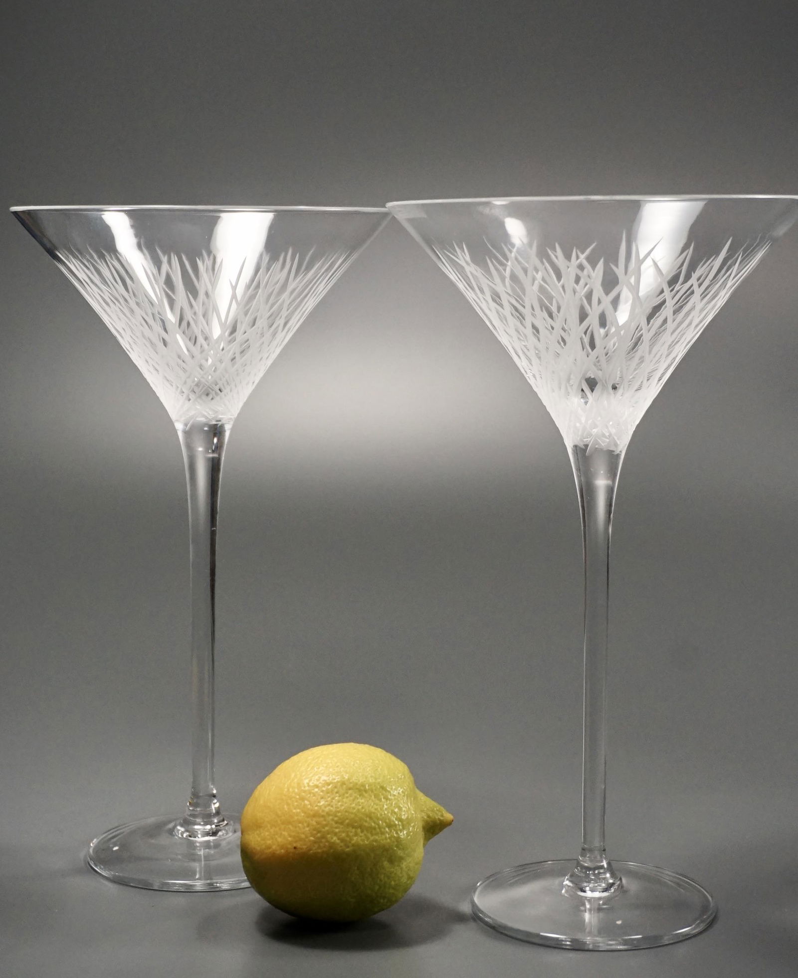 Modern Crystal Martini Stemware Frost Cut Glass Lot of (1 of 4)