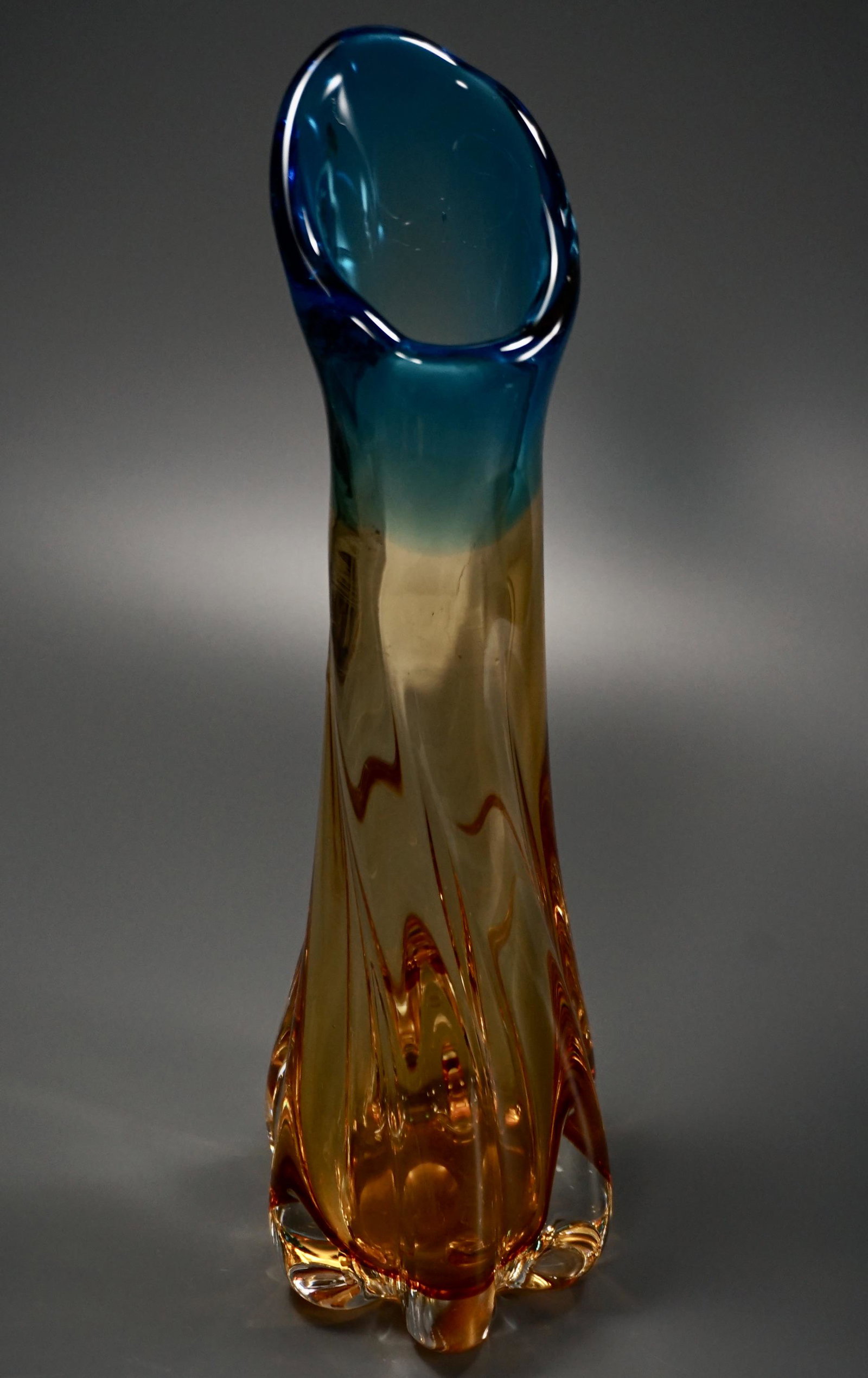 Italian Murano Art Glass Mid Century Flower Vase: Italian Murano Art Glass Mid Century Flower Vase Approximately 15 1/2 inches tall.