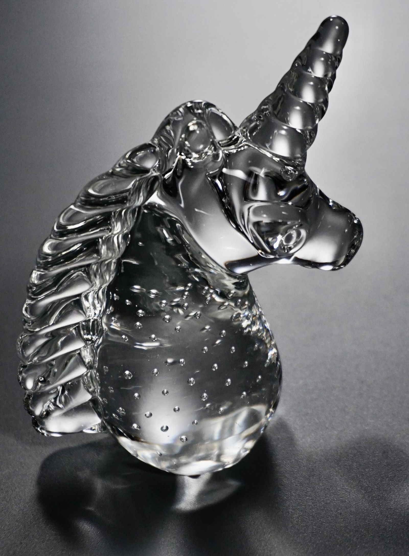 Unicorn Controlled Air Bubble Art Glass Paperweight (1 of 6)