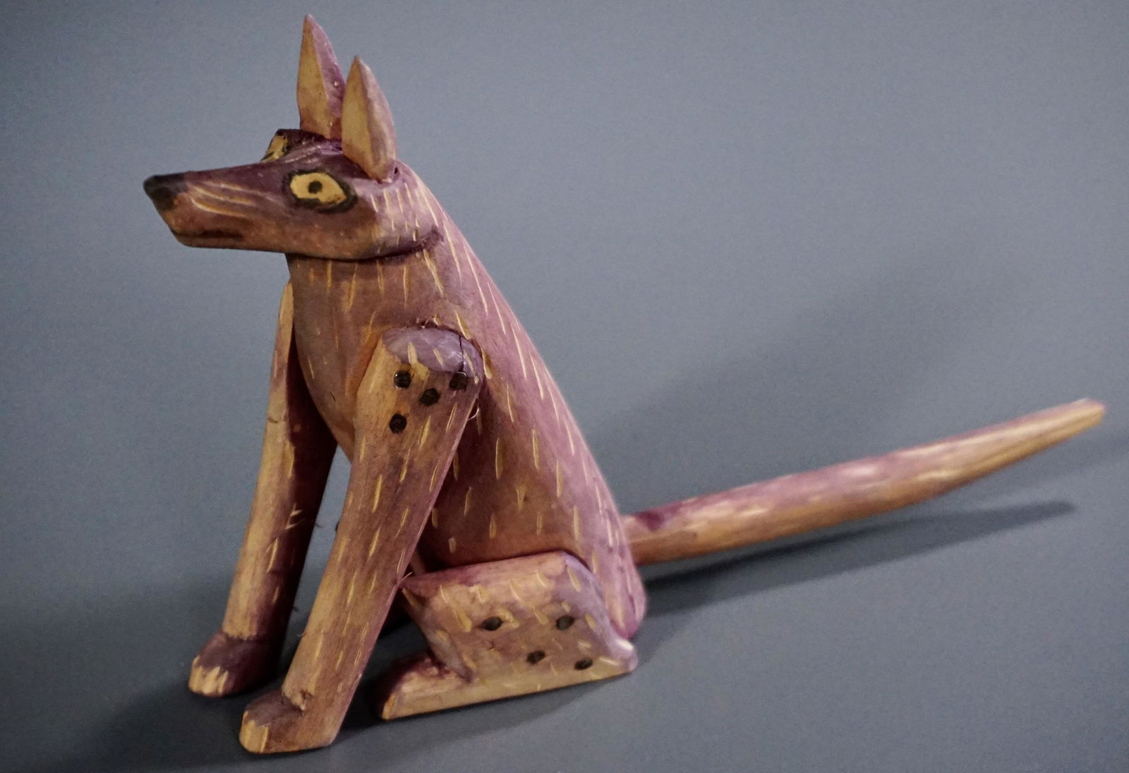 Folk Art Carved Wolf Figurine Mid Century Decor (1 of 6)
