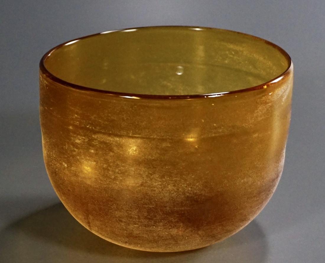 Amber Antico Art Glass Bowl Modern Design Pontil Blown: Amber Antico Art Glass Bowl Modern Design Pontil Blown Approximately 4 11/16 x 6 3/16 inches in diameter.
