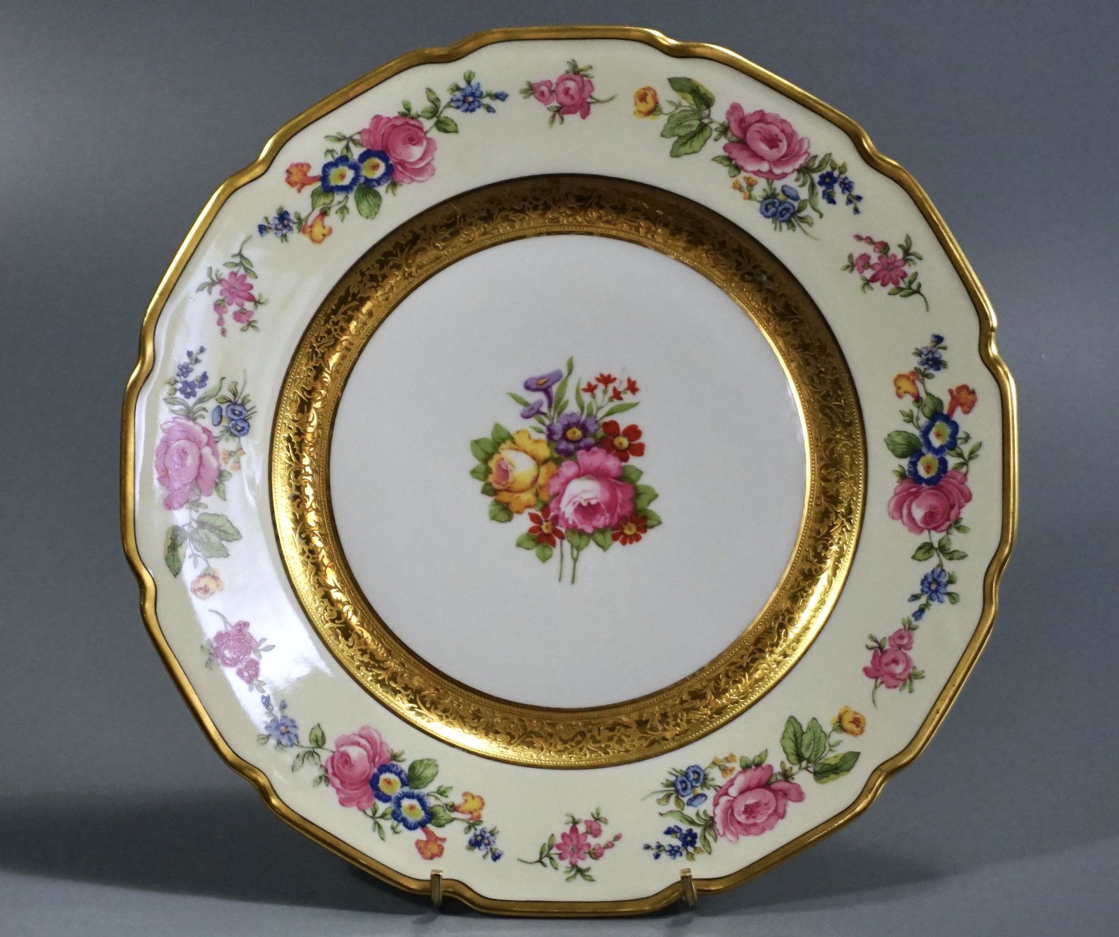 T&V Limoges Porcelain Gold Encrusted Serving Plate (1 of 6)