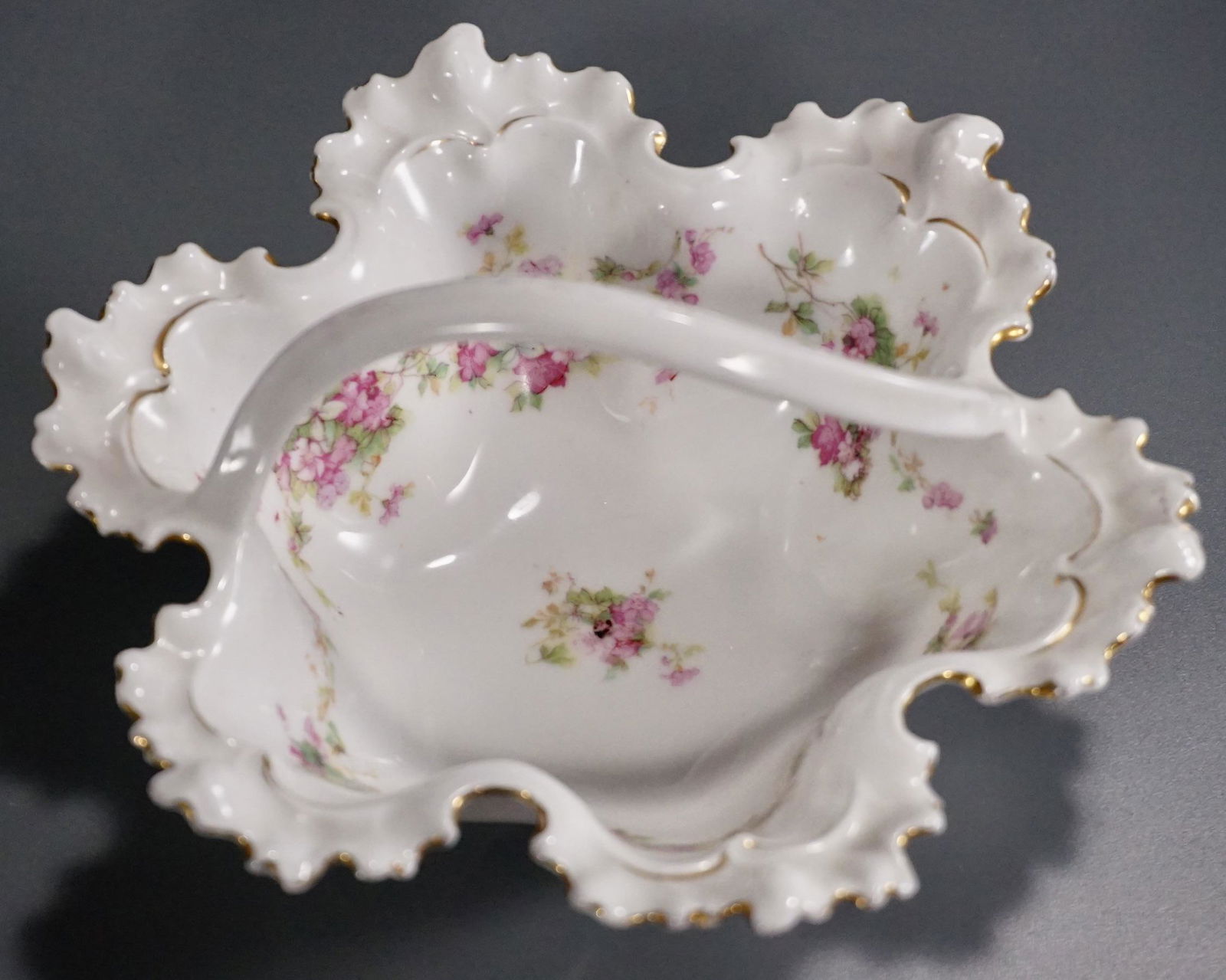 Fine Eggshell Porcelain Bon Bon Candy Dish Handled (1 of 5)