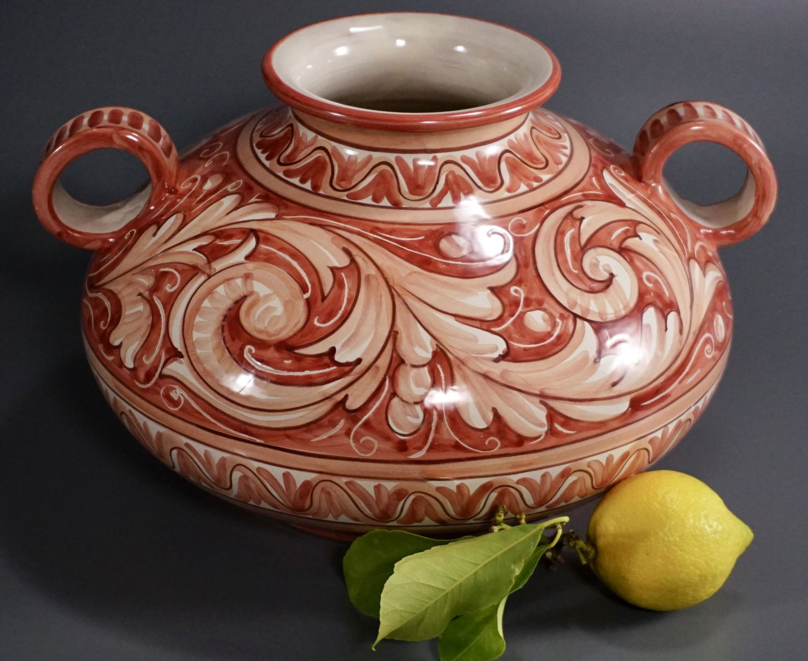 Italian Ceramic Hand Painted Vessel Vase Gubbio (1 of 3)