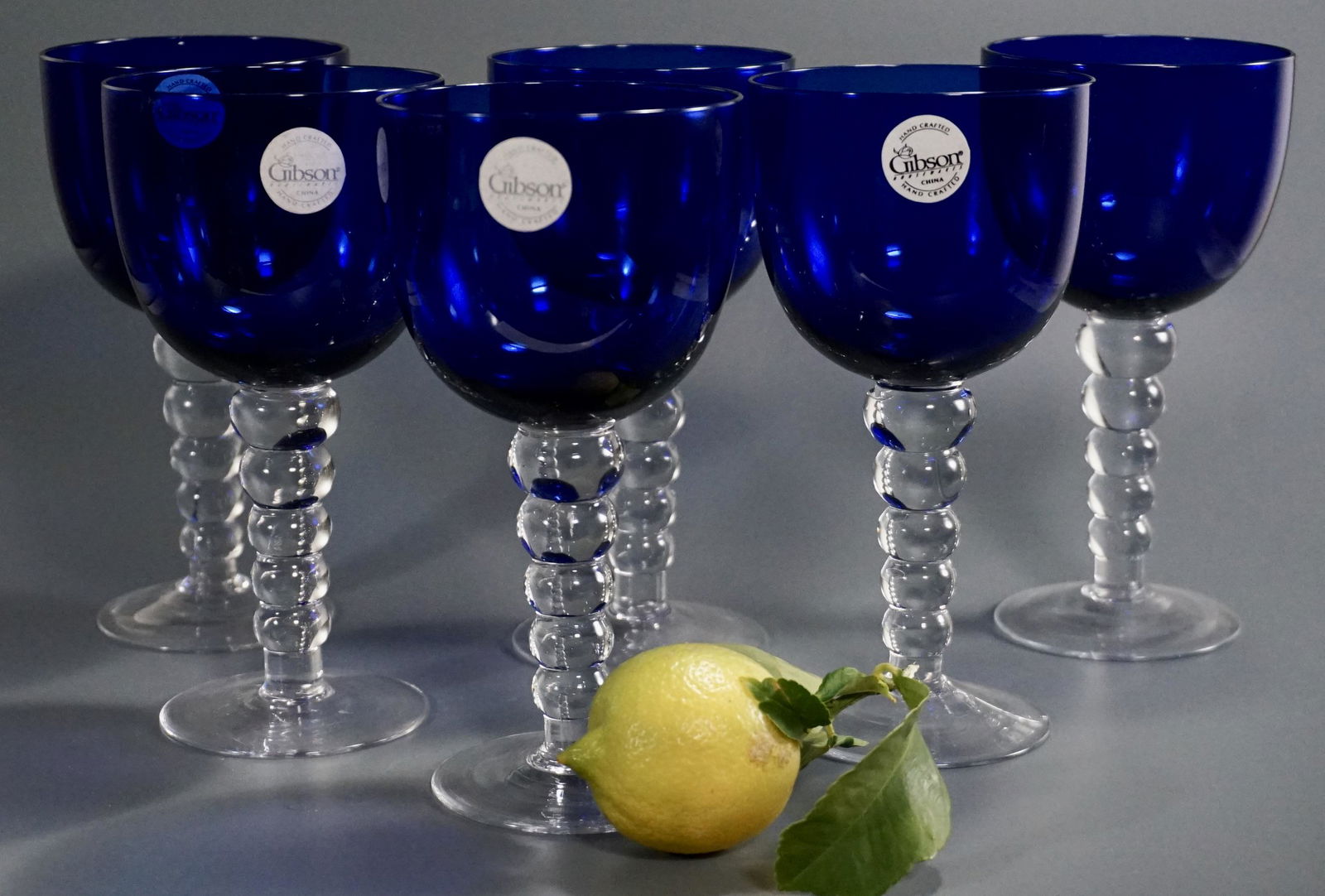Gibson Cobalt Glass Goblet Set of 6 Progression Goblets (1 of 5)