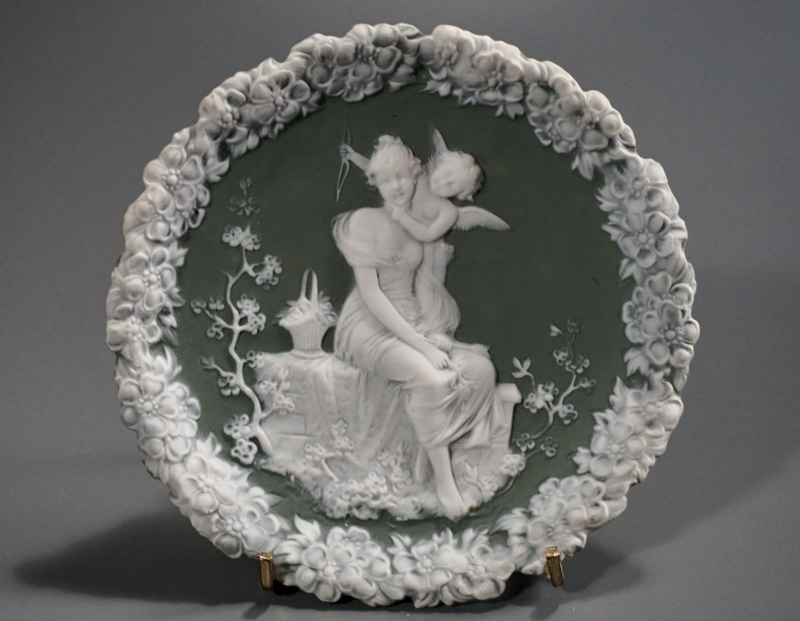 Schafer and Vater Sage Green Jasperware Valentine Cupid (1 of 4)
