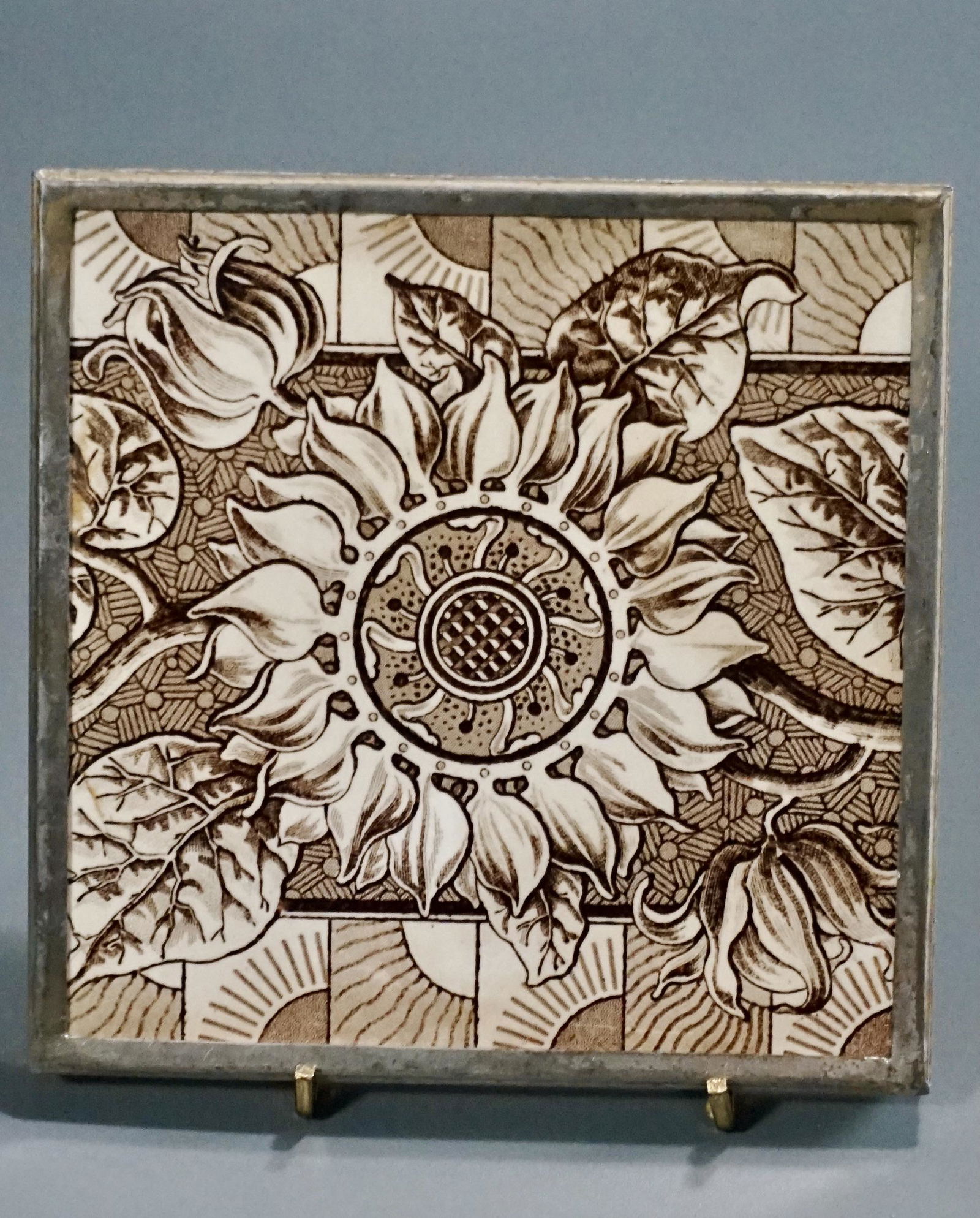 Victorian Brown Aesthetic Minton Tile Trivet Embossed (1 of 5)