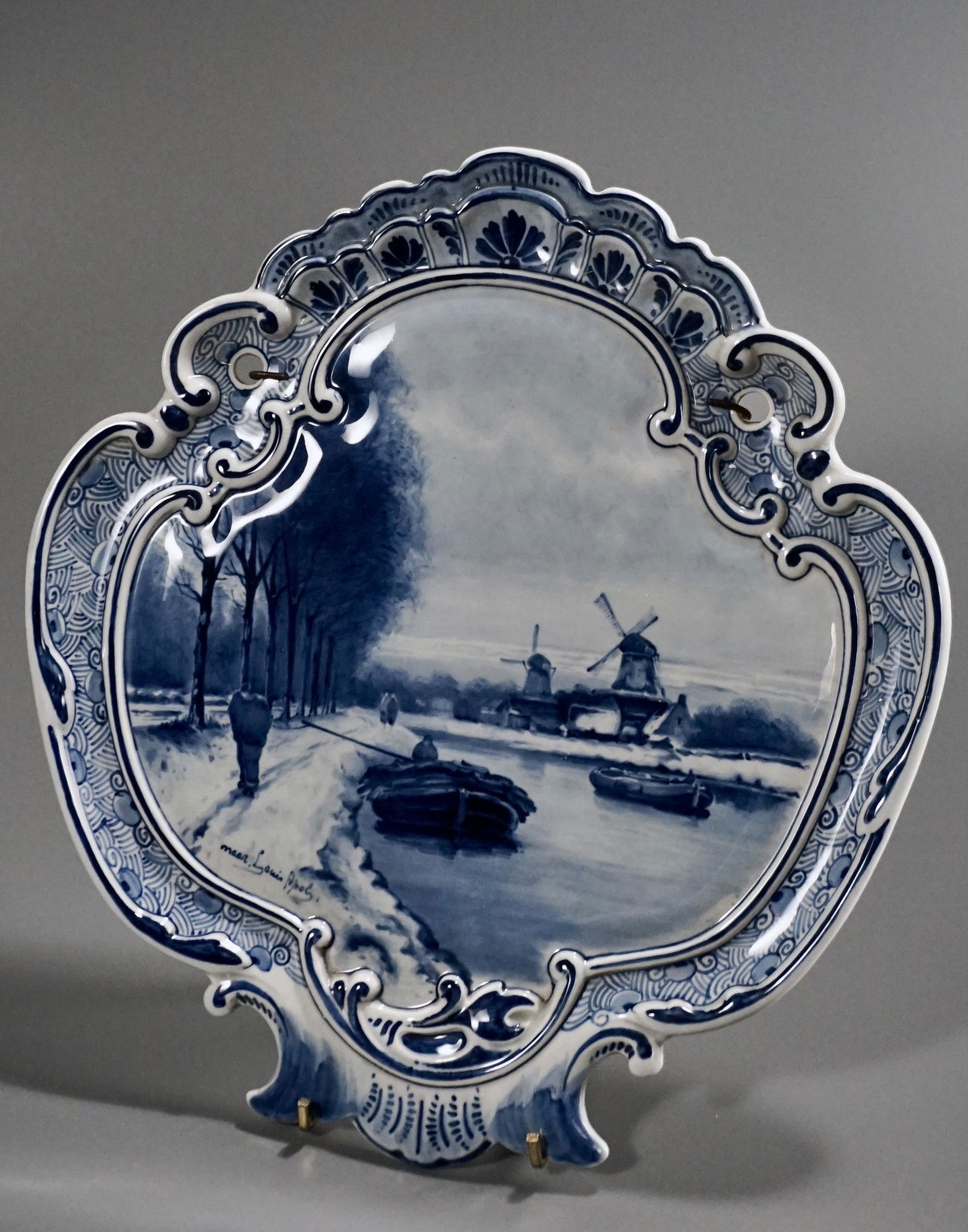 Blue Delft Pottery Hand Painted Wall Plaque Artist (1 of 7)