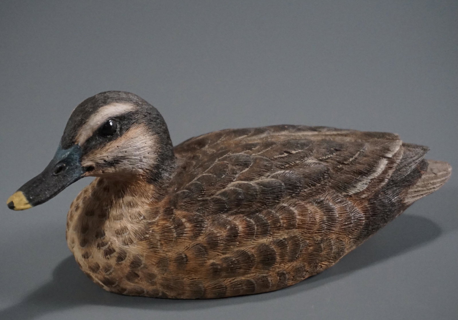 Spotbill Duck Hand Painted Signed Glass Eye Figurine: Spotbill Duck Hand Painted Signed Glass Eye Figurine Approximately 5 1/2 x 2 1/2 x 2 3/8 inches tall.