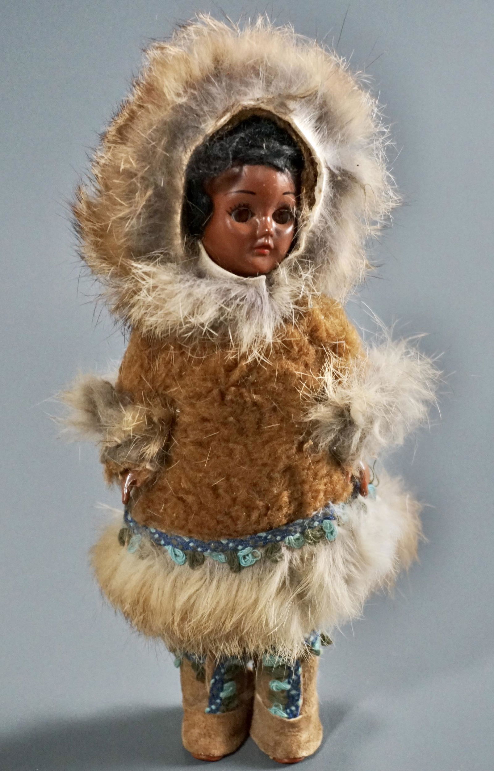 Vintage Alaska Fur Eskimo Doll Hard Plastic Sleep Eyes (1 of 4)