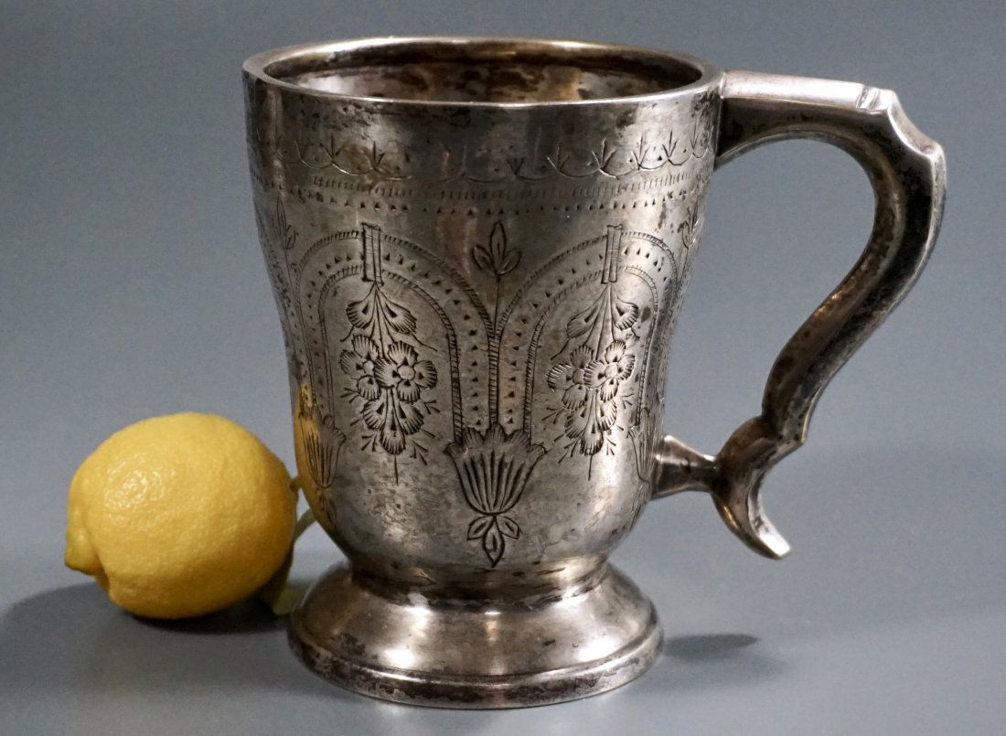 Large Silver Plated Tankard Arch Chiseled Mug (1 of 6)