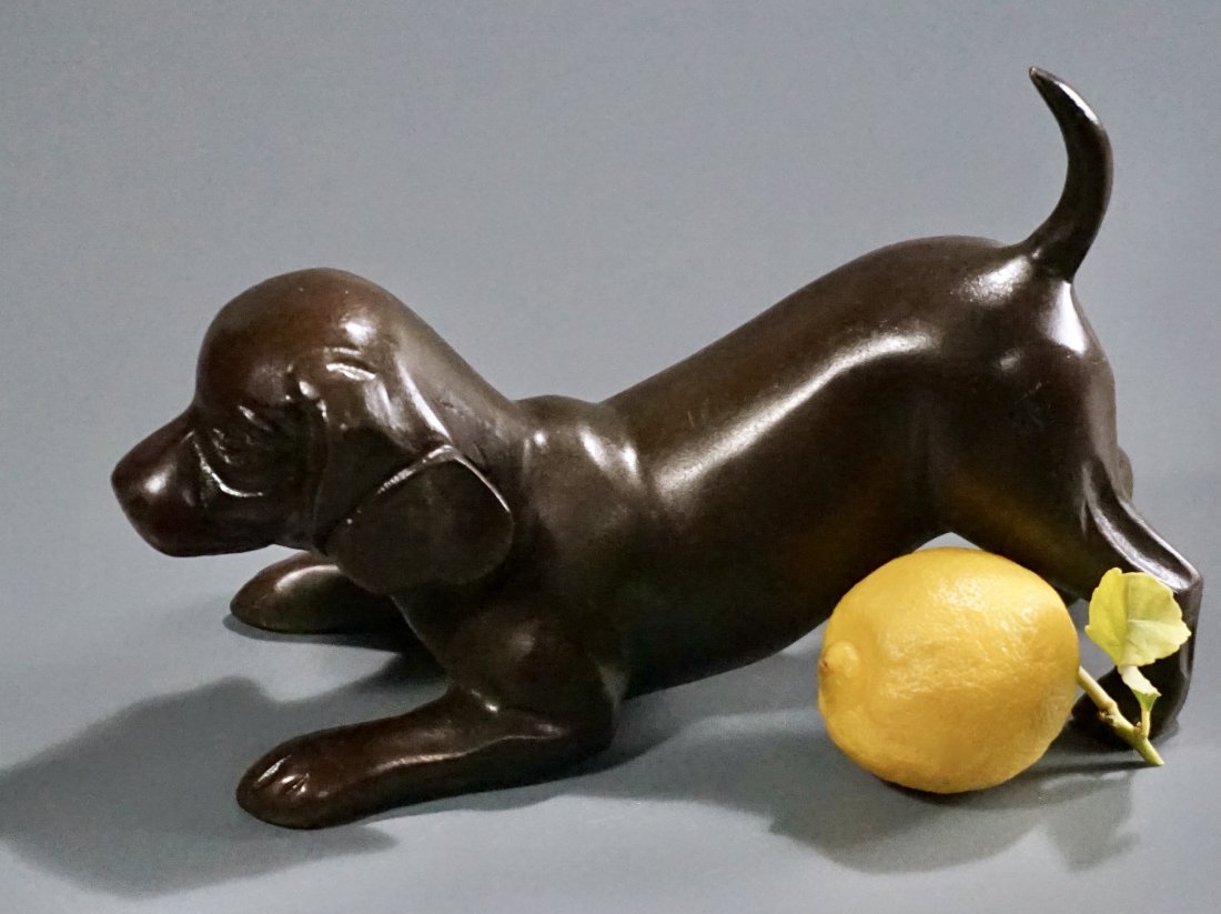 Cast Brass Puppy Dog Figurine Door Stopper Paperweight (1 of 7)