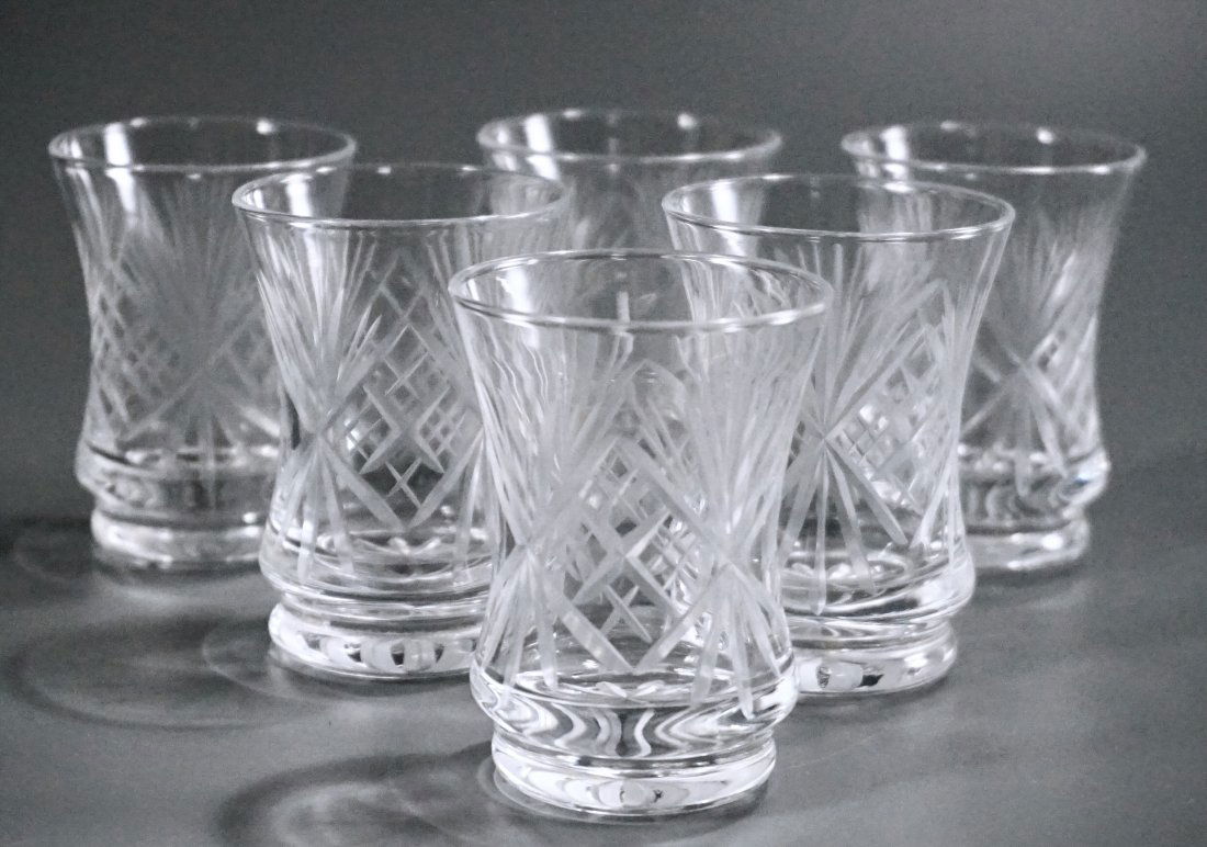 Russian Cut Crystal Vodka Shot Glasses Lot of 6 (1 of 5)