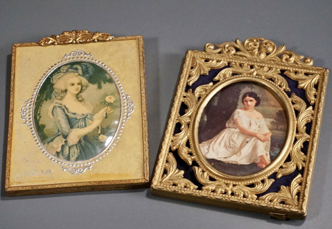 Ornate Vintage Metal Miniature Portrait Frame Lot of 2 (1 of 4)