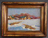Russian Winter Artist Signed Oil Painting Framed