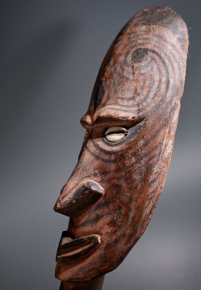 Papua New Guinea Carved Wood Mask Cowry Shell Eyes (1 of 5)