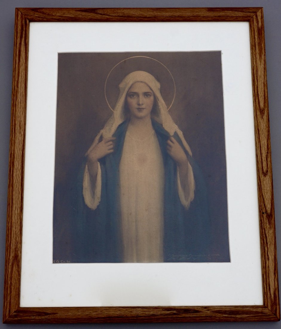 Immaculate Heart of Mary Color Lithograph Vintage Print (1 of 7)
