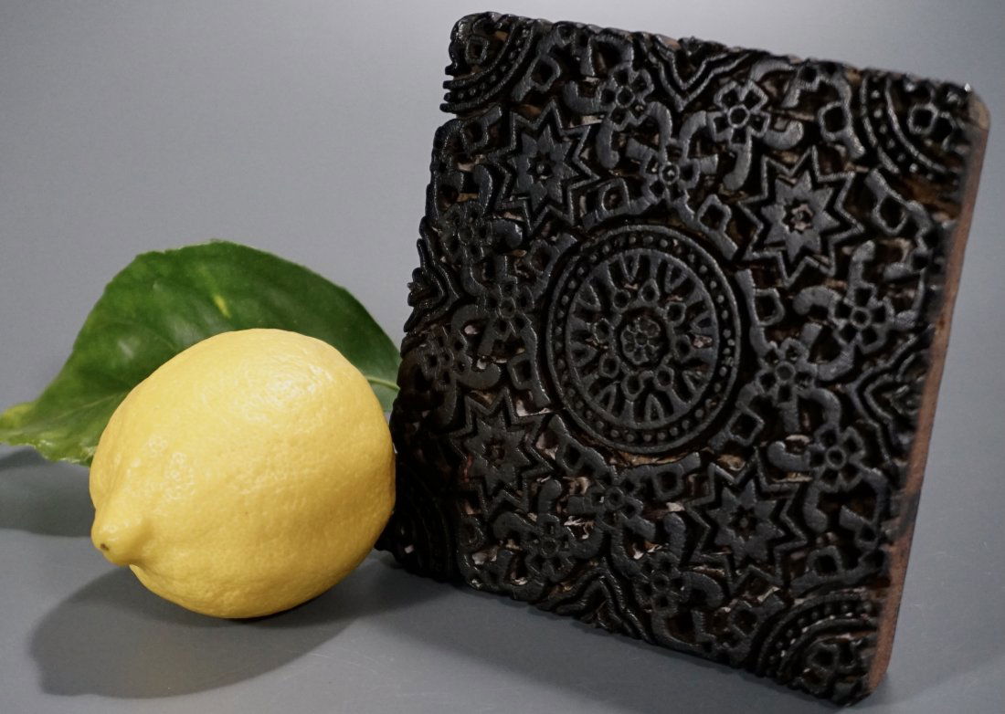 Textile Block Print Indian Carved Wood Fabric Stamp (1 of 5)