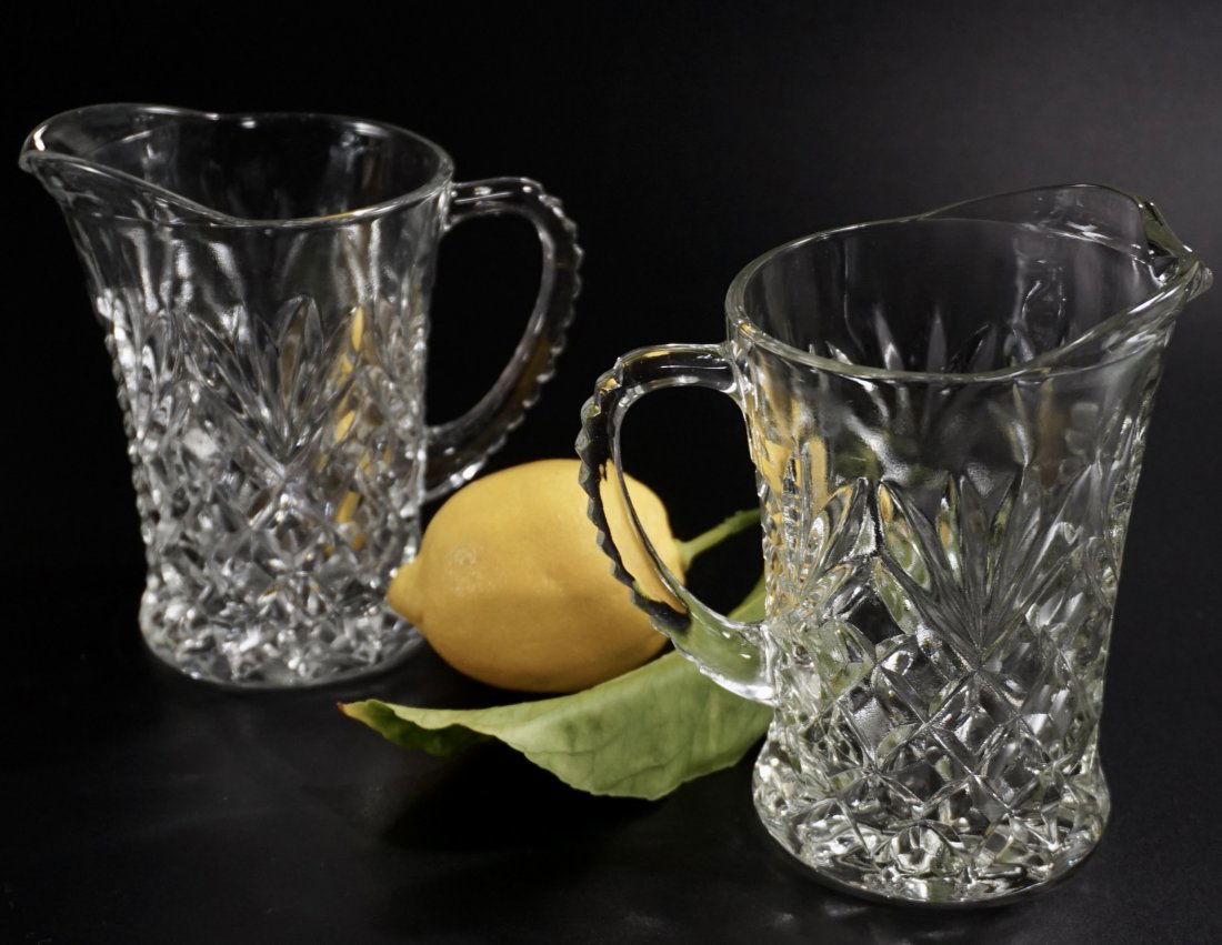 Pressed Glass Pitcher Lot of 2 Matching Small Pitchers (1 of 5)