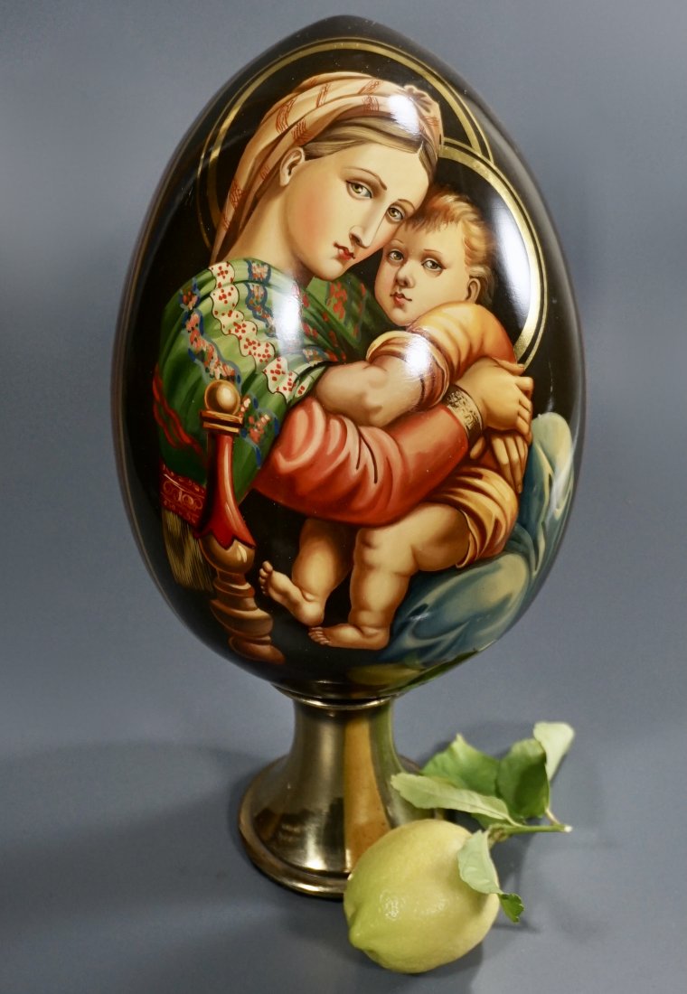 Russian Wooden Easter Egg Lacquer Icon Painting Large (1 of 10)