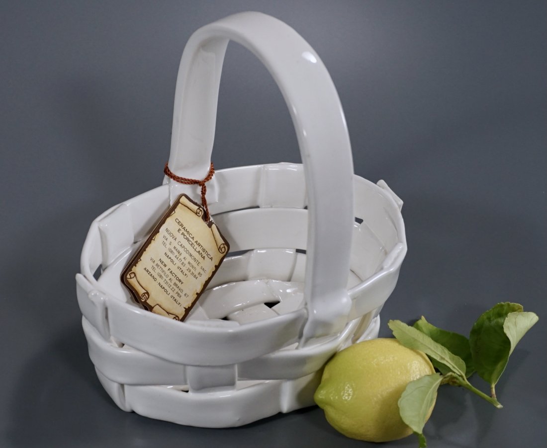 White Italian Pottery Basket (1 of 6)