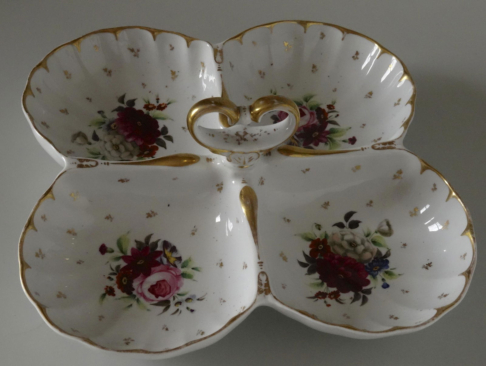 Antique Old Paris Porcelain Painted 4 Section Divided (1 of 7)