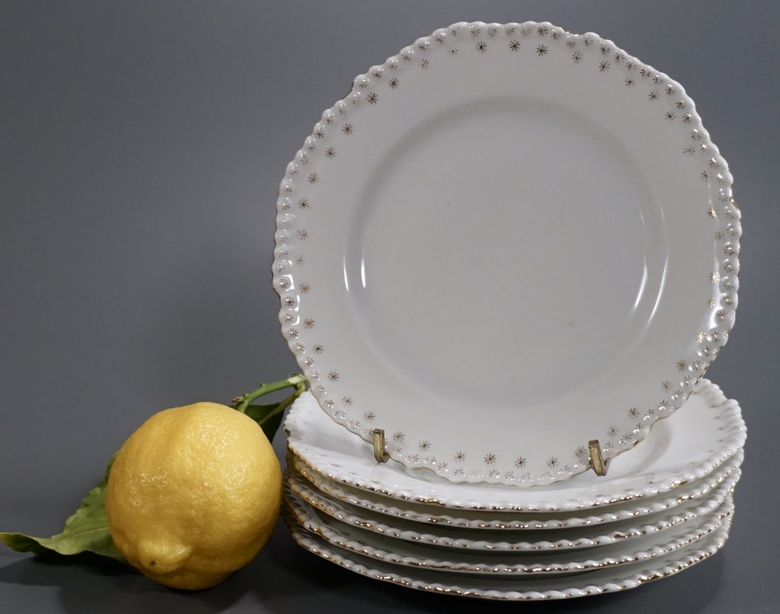 Victorian China Starburst Plate Lot of 6 Small European (1 of 6)