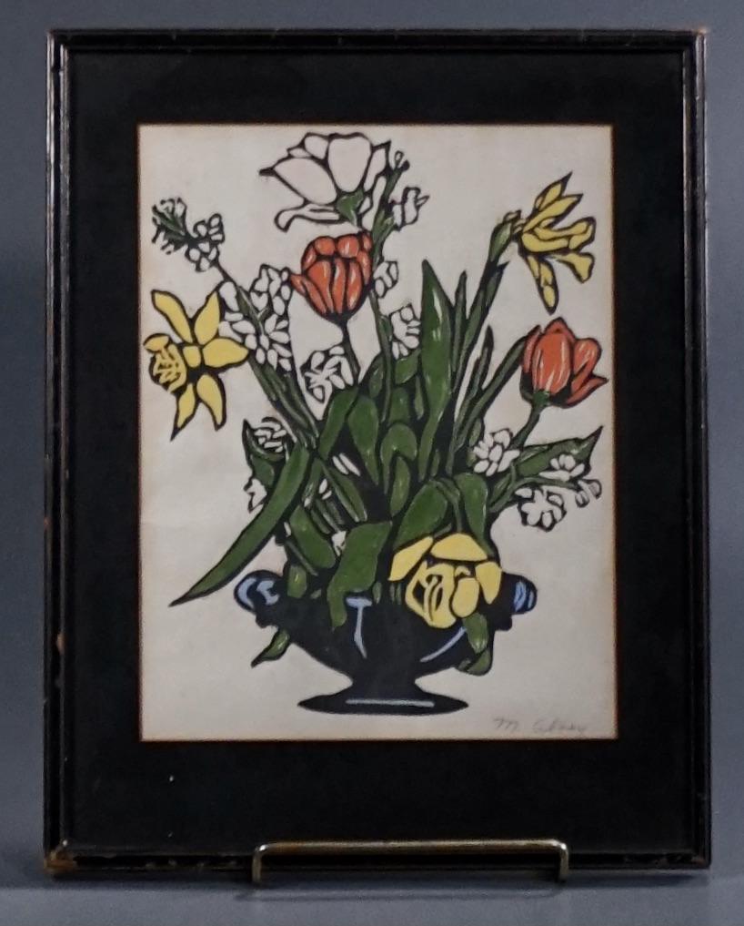 Vintage Woodblock Print Pencil Signed Abbey Still Life (1 of 7)