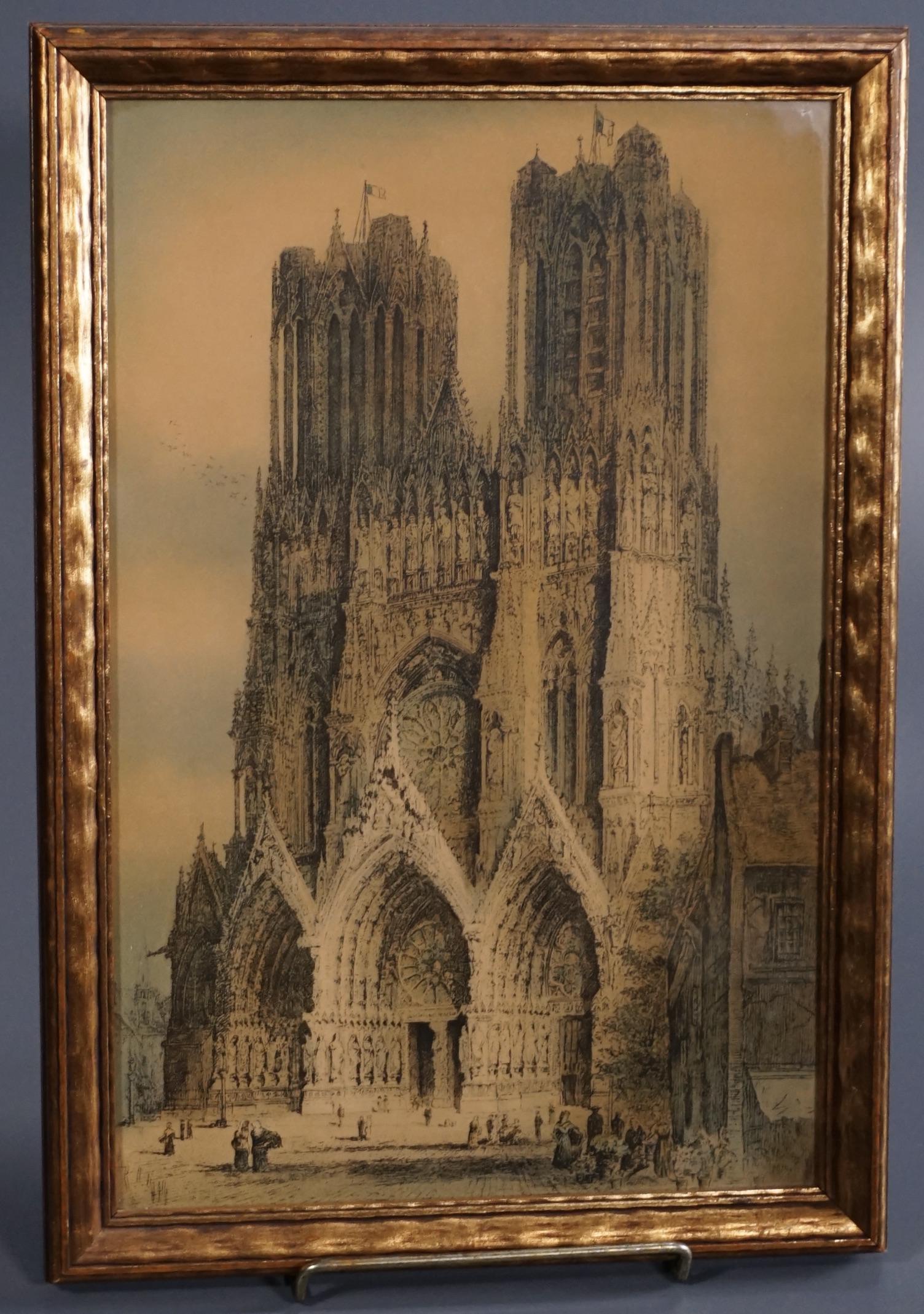 Notre-Dame de Reims Vintage Framed Cathedral Print (1 of 5)