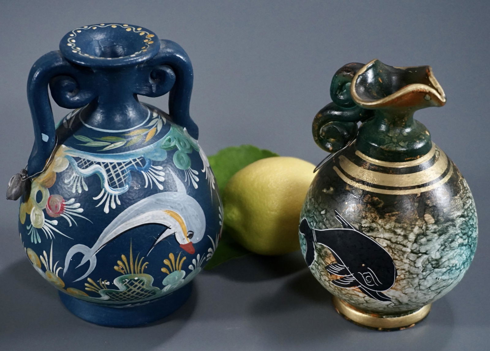 Ancient Reproduction Dolphyn Theme Hand Painted Pottery (1 of 6)