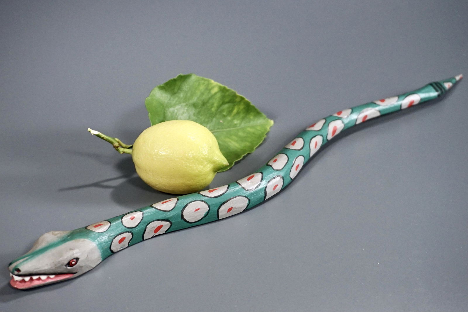 Folk Art Wood Carved Painted Snake Stick (1 of 6)