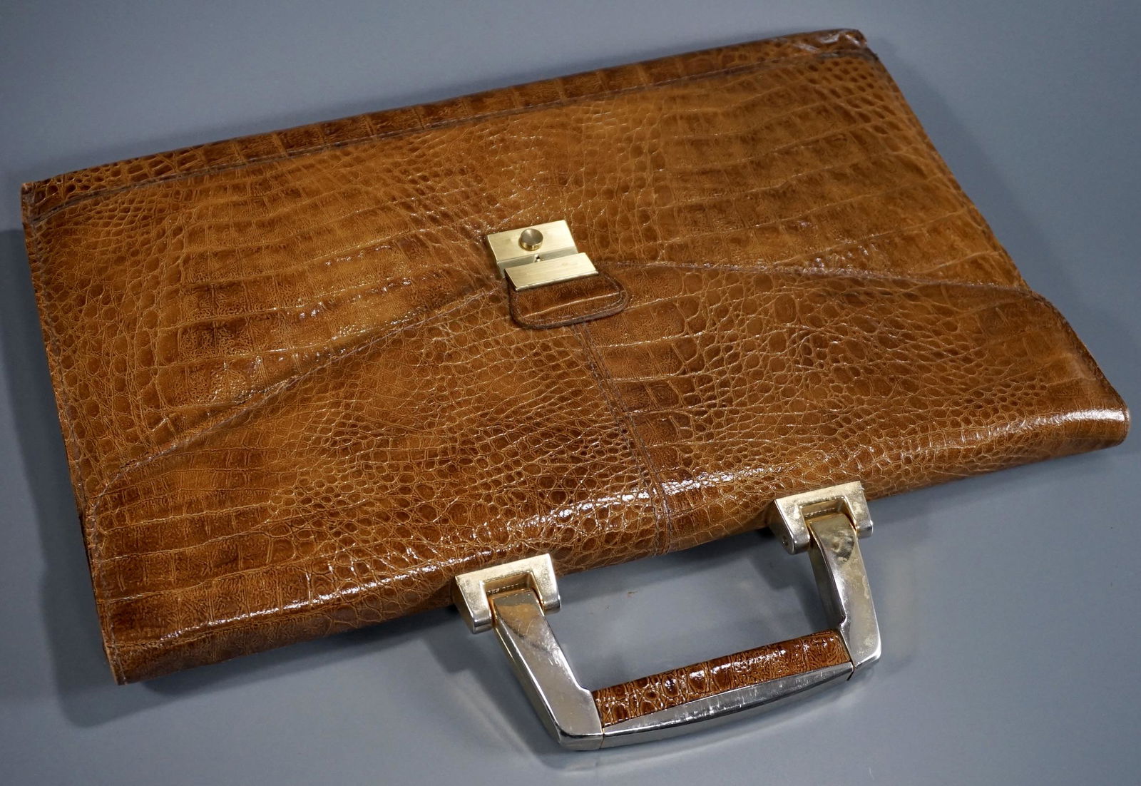 Vintage Mid Century Italian Leather Briefcase Cuir (1 of 5)