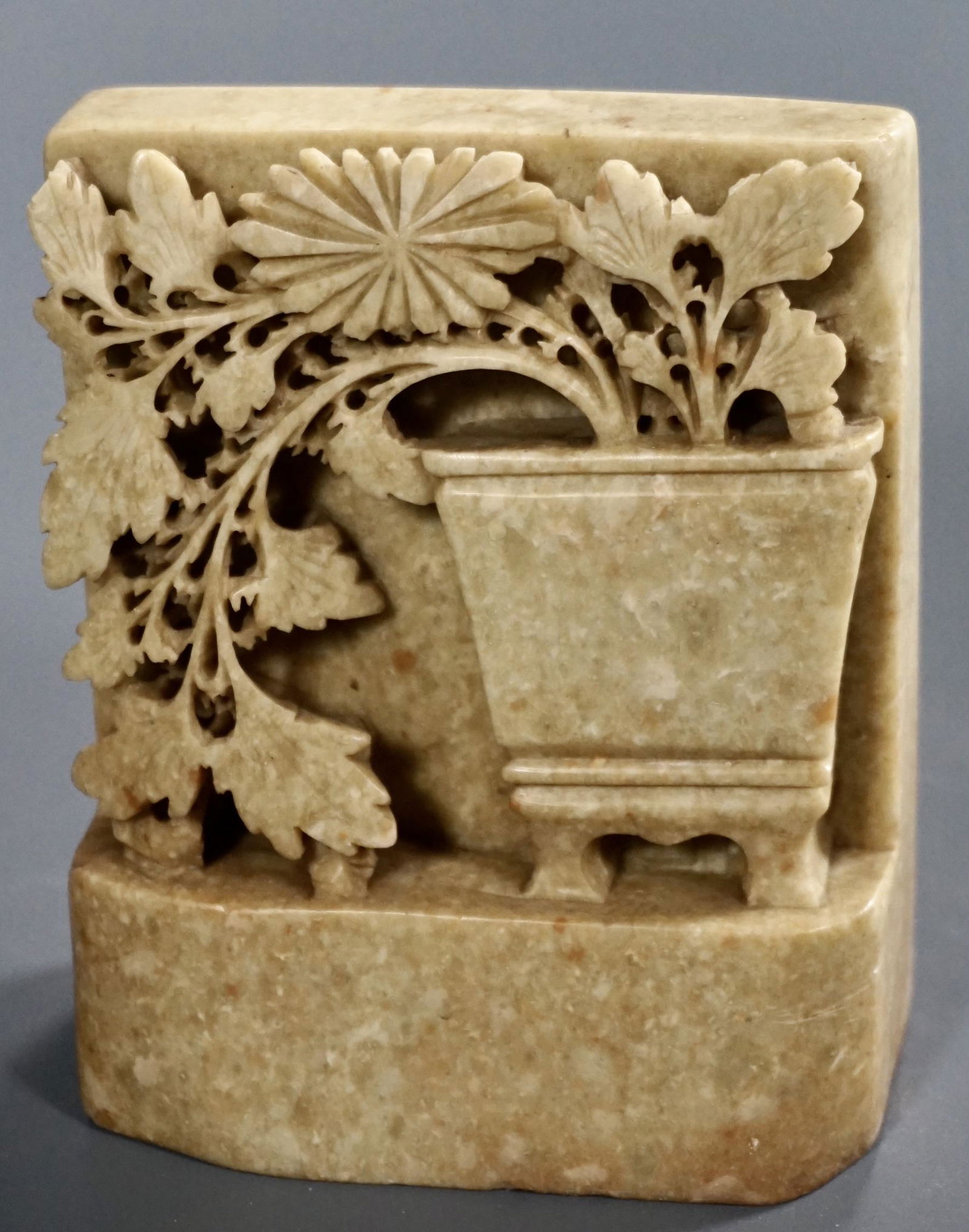 Chinese Soapstone Carved Ornament Flowering Planter (1 of 5)