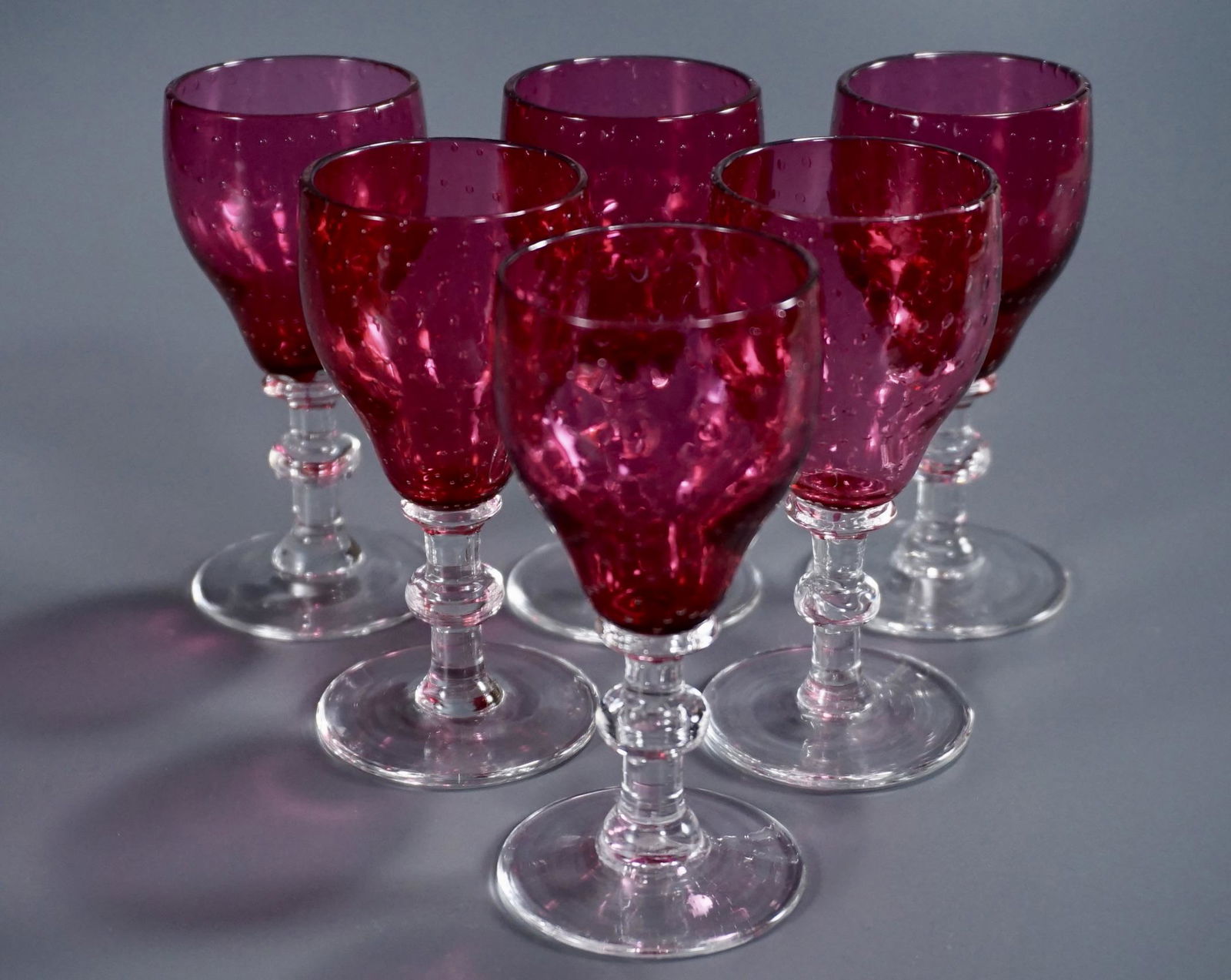 Italian Murano Controlled Bubbles Cranberry Glass (1 of 5)
