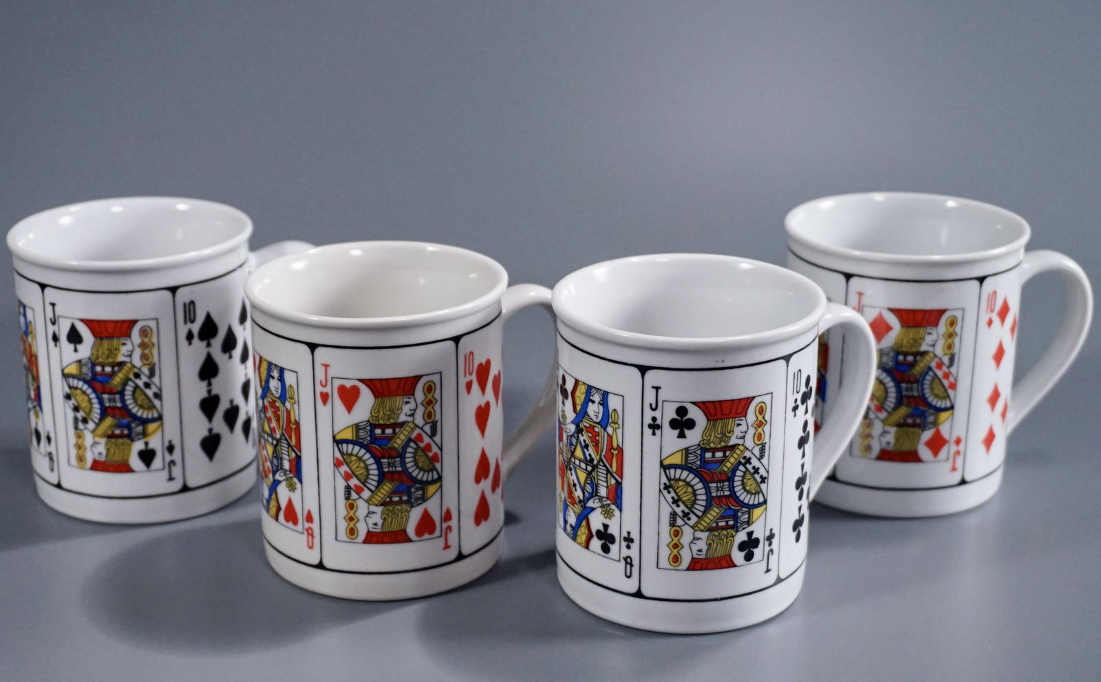 Playing Cards Coffee Mug Lot of 4 Porcelain Mugs (1 of 5)