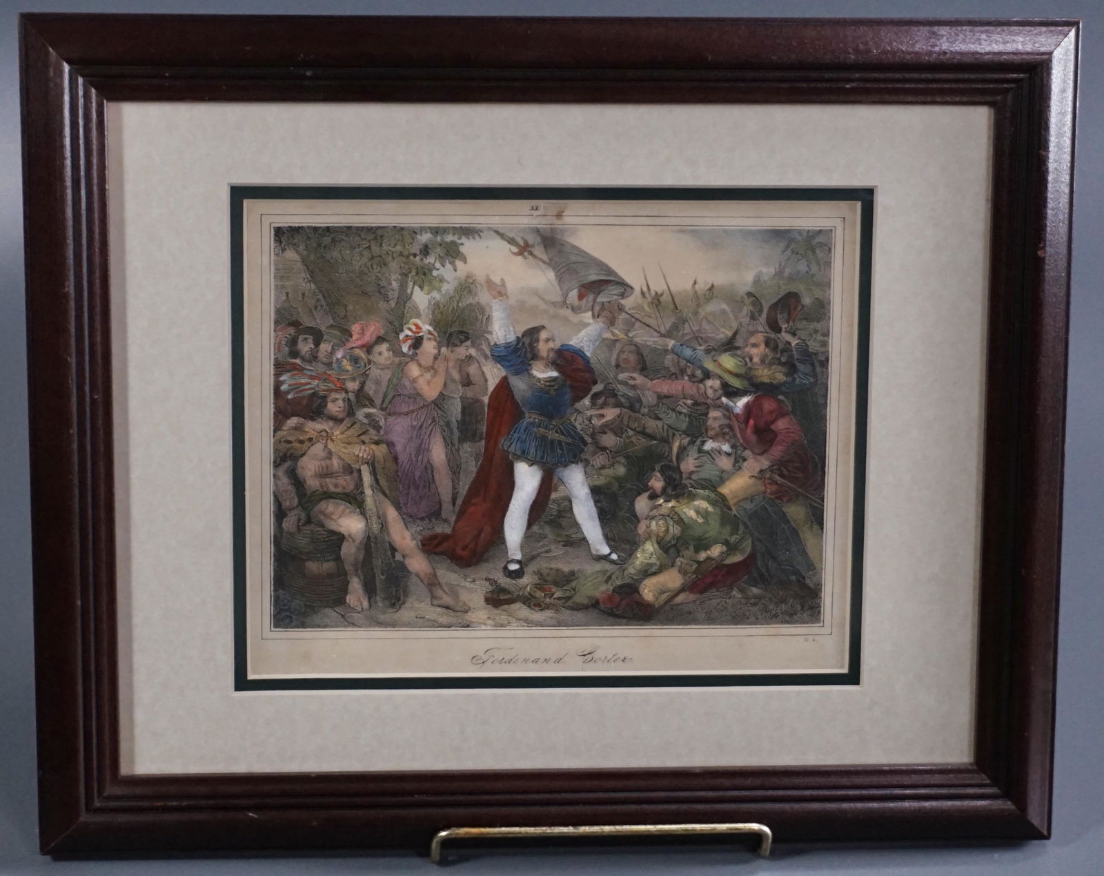 Cortez in Mexico Hand Colored Antique Steel Etching c (1 of 7)