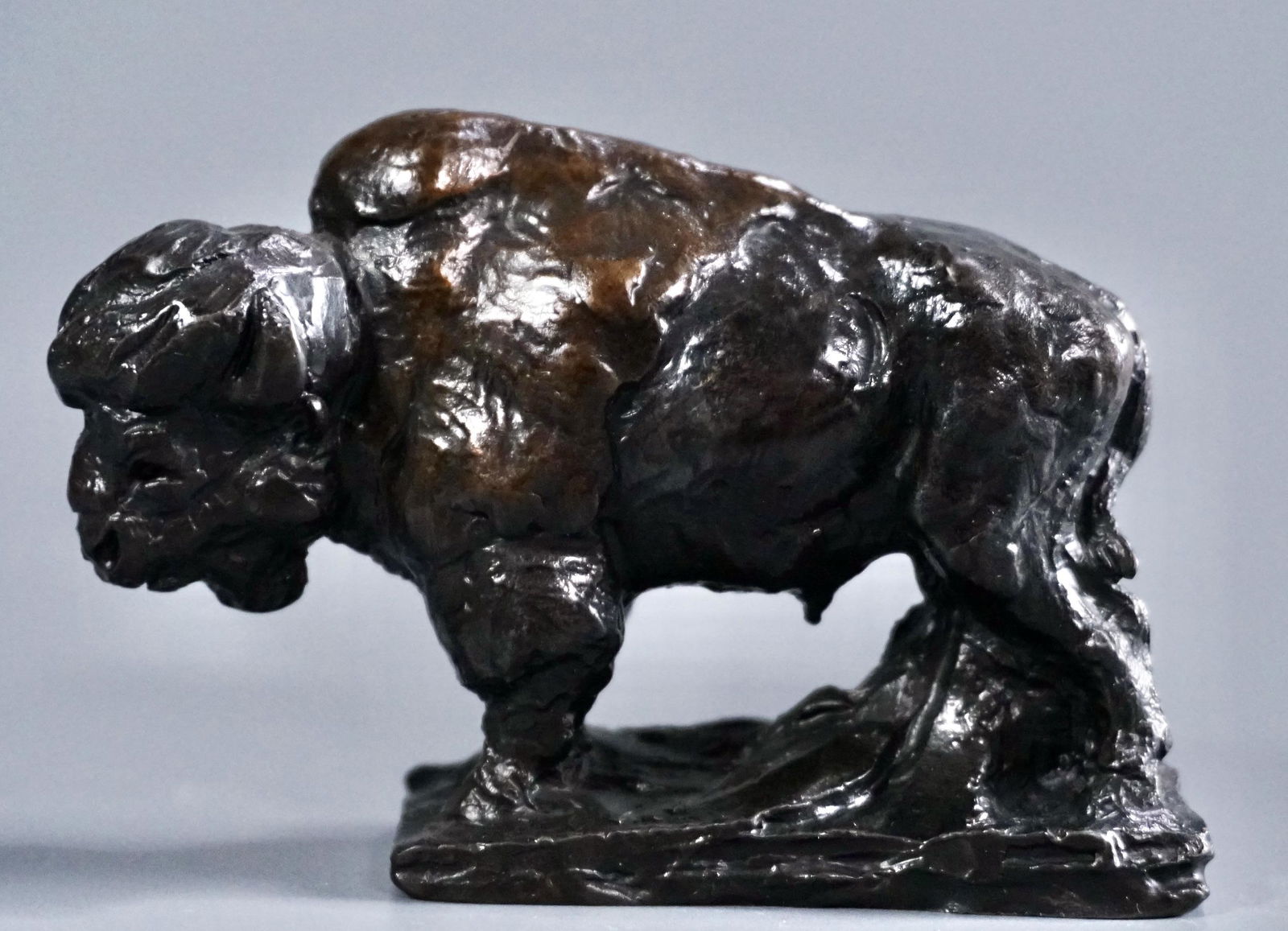Heavy Bronze Bison Figurine Mid Century Modern (1 of 6)