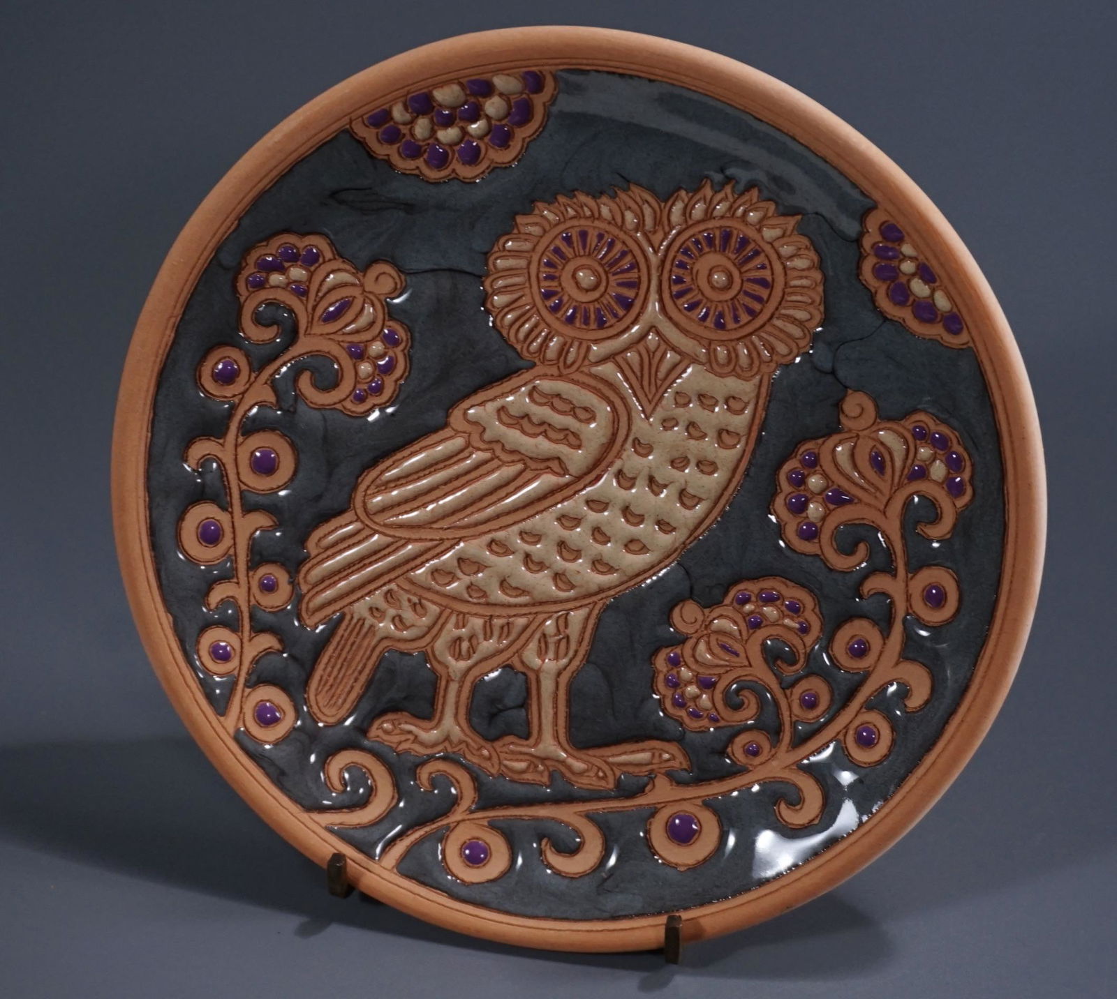 Rhodes Owl Plate Wall Plaque Bonis Pottery Handmade in (1 of 5)