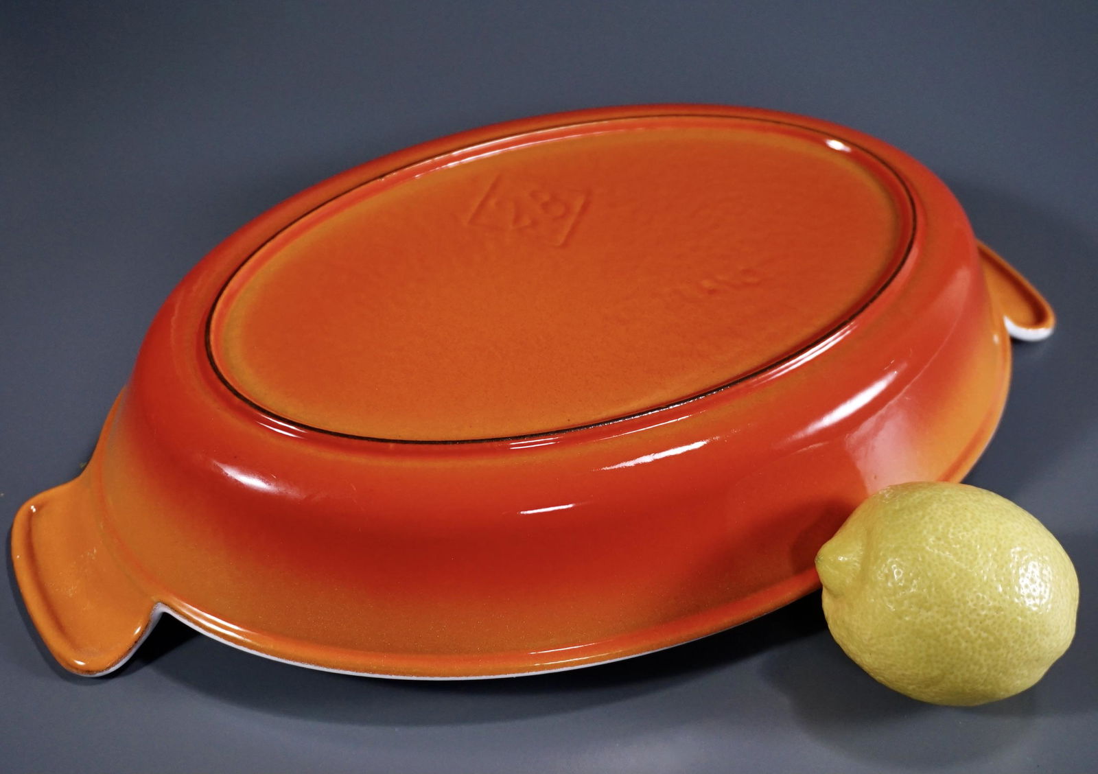 French Cast Iron Orange Enamel Baking Tray Vintage (1 of 6)
