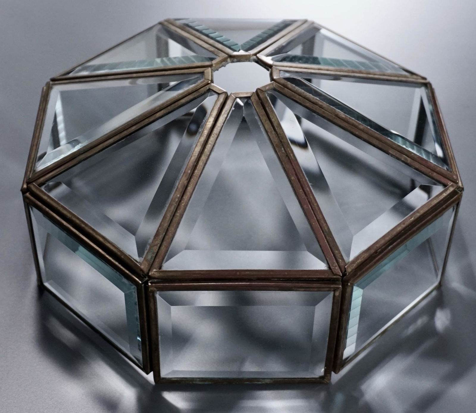 Beveled Glass Ceiling Light Shade Hand Soldered (1 of 8)