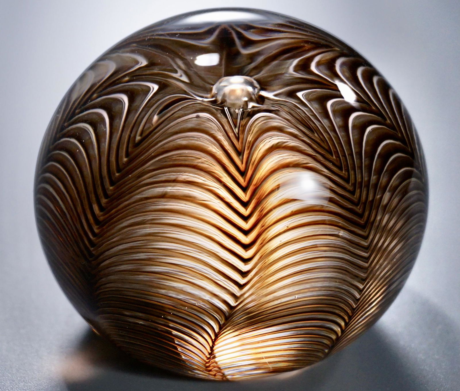 Steve Smyers Art Glass Brown Wave Paperweight (1 of 6)
