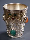 Silver Judaica Jeweled 84 Zolotnik Standard Kiddush Cup