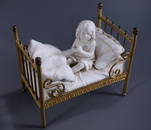 German Bisque Porcelain Praying Girl Figurine in Gold