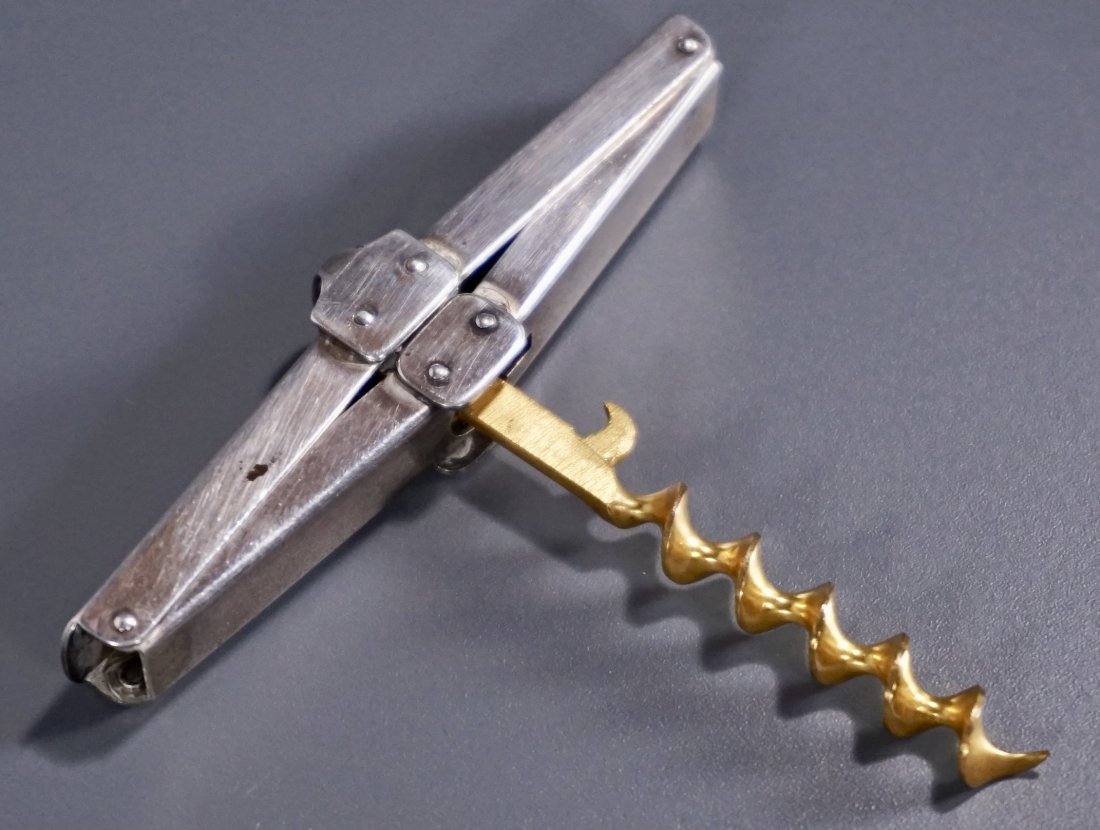 Napier Sterling Silver Hollweg Corkscrew Gilded Worm: Napier Sterling Silver Hollweg Corkscrew Gilded Worm Folding Pocket Wine Bottle Opener D.T. Monogram Marked “Patent Pending” U.S. Patent No. 447,185 is from February 24, 1891, therefore this item