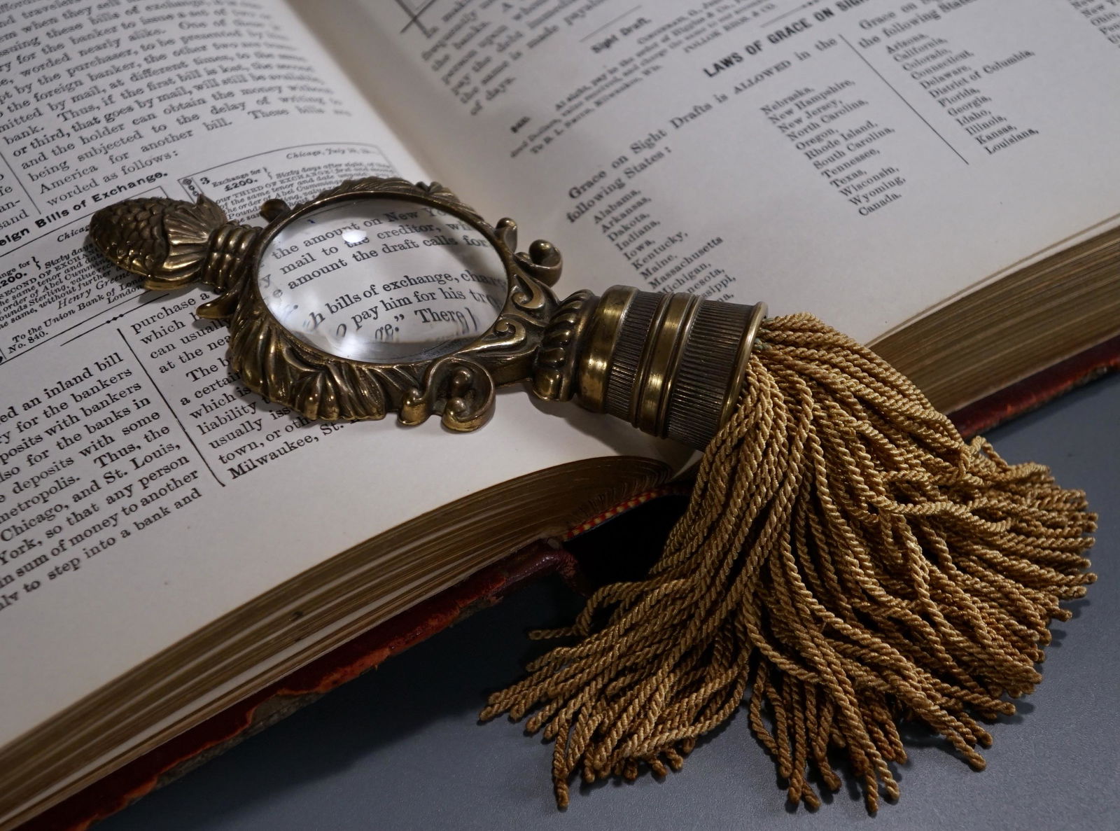 Brass Magnifying Glass with Tassel Vintage Desktop (1 of 5)