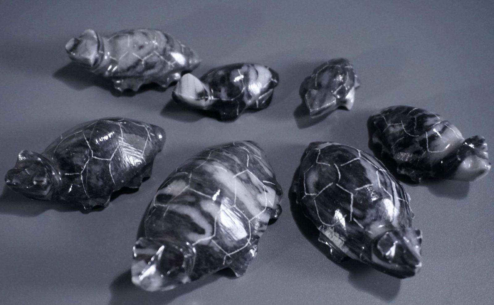 Stone Carved Turtle Figurine Lot of 7 Graduated (1 of 4)