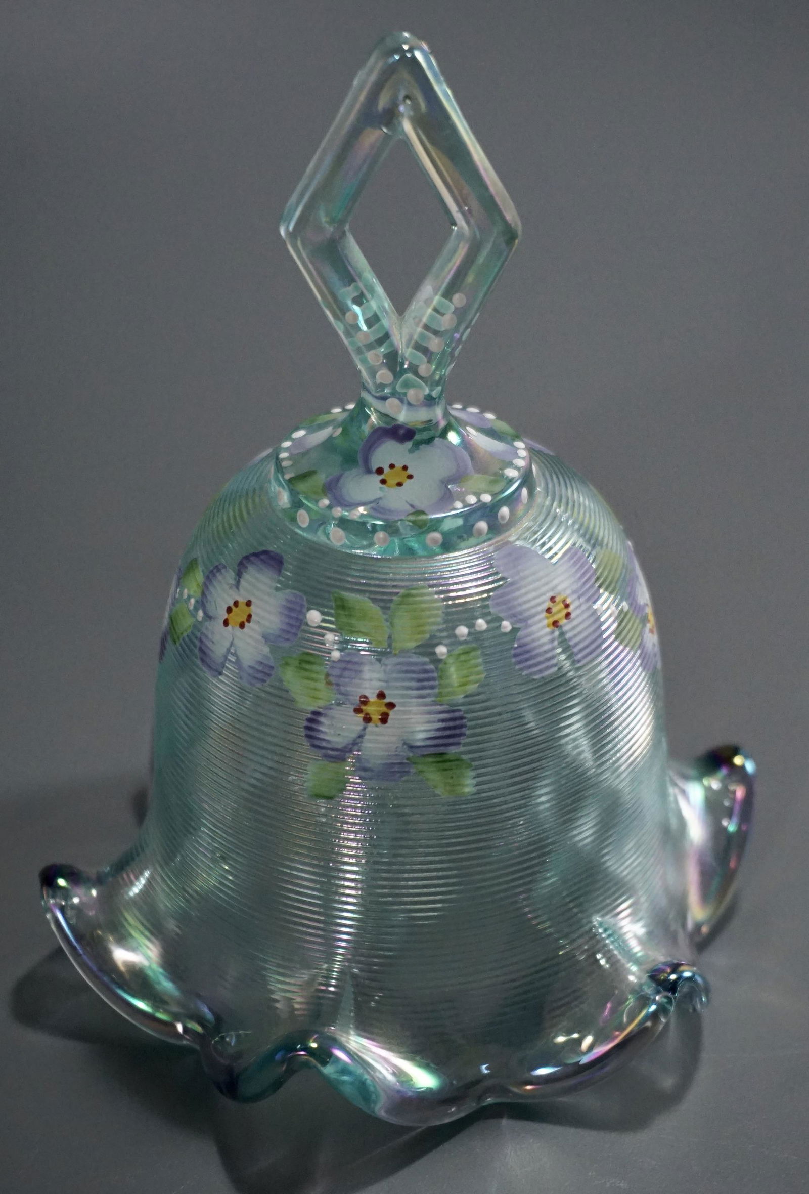 Iridescent Fenton Art Glass Dinner Bell Hand Painted (1 of 4)