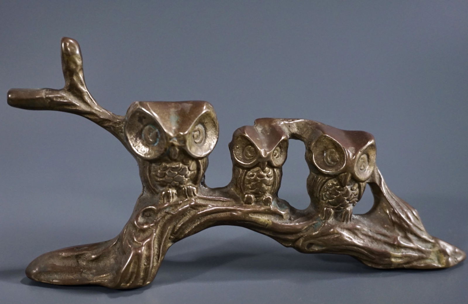 Owl Family on Tree Branch Mid Century Cast Brass (1 of 4)