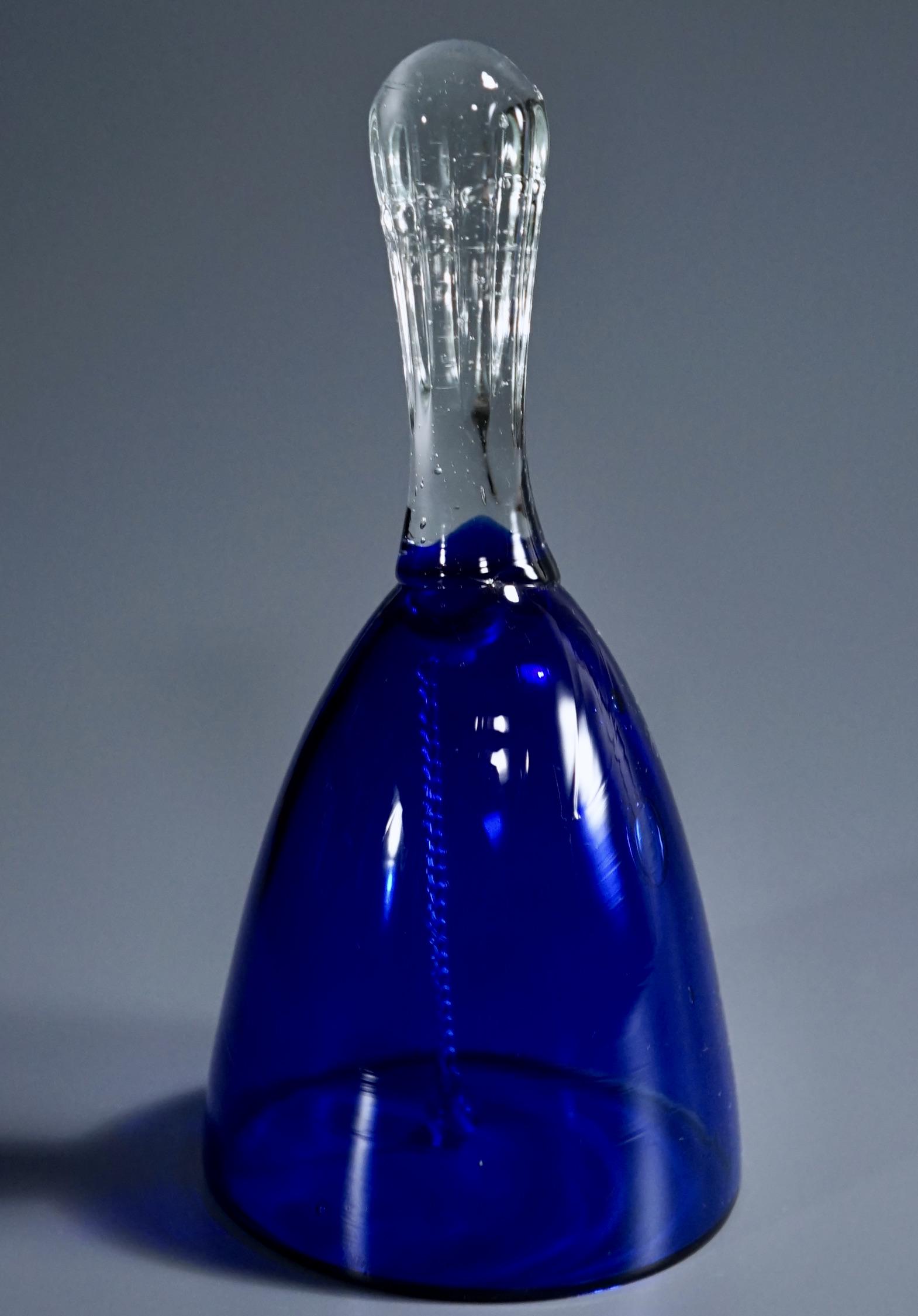 Vintage Cobalt Blue Art Glass Dinner Bell (1 of 5)