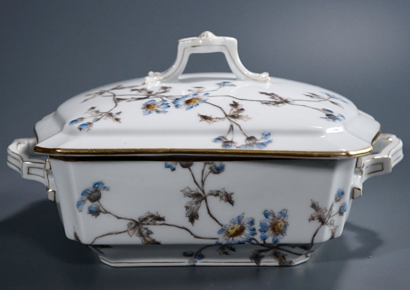 Antique Porcelain Rectangular Vegetable Dish with Cover (1 of 6)